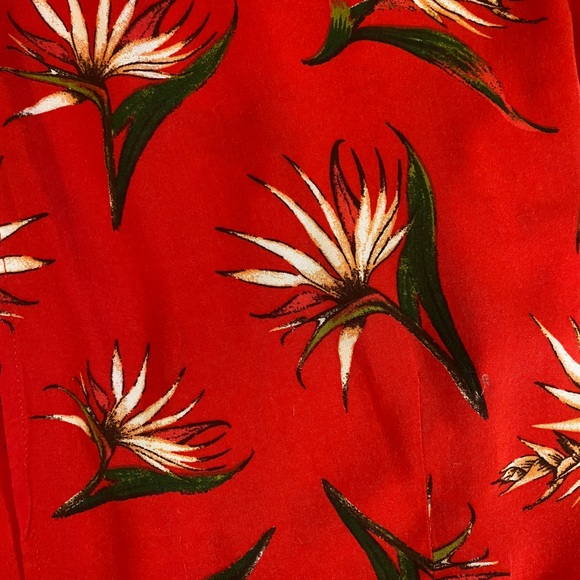 FOREVER 21 Red Hawaiian Print Tiki Rockabilly Summer Wrap Dress Size Small - Picture 6 of 7
